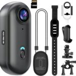 4K Mini WiFi Action Camera 128GB Thumb POV Portable Body Cam Wearable Video Recorder with IPX7 Waterproof Underwater Camcorder, Helmet Mount, Magnetic Sport DV for Bike Cycling, Pet, Vlogging(Black)