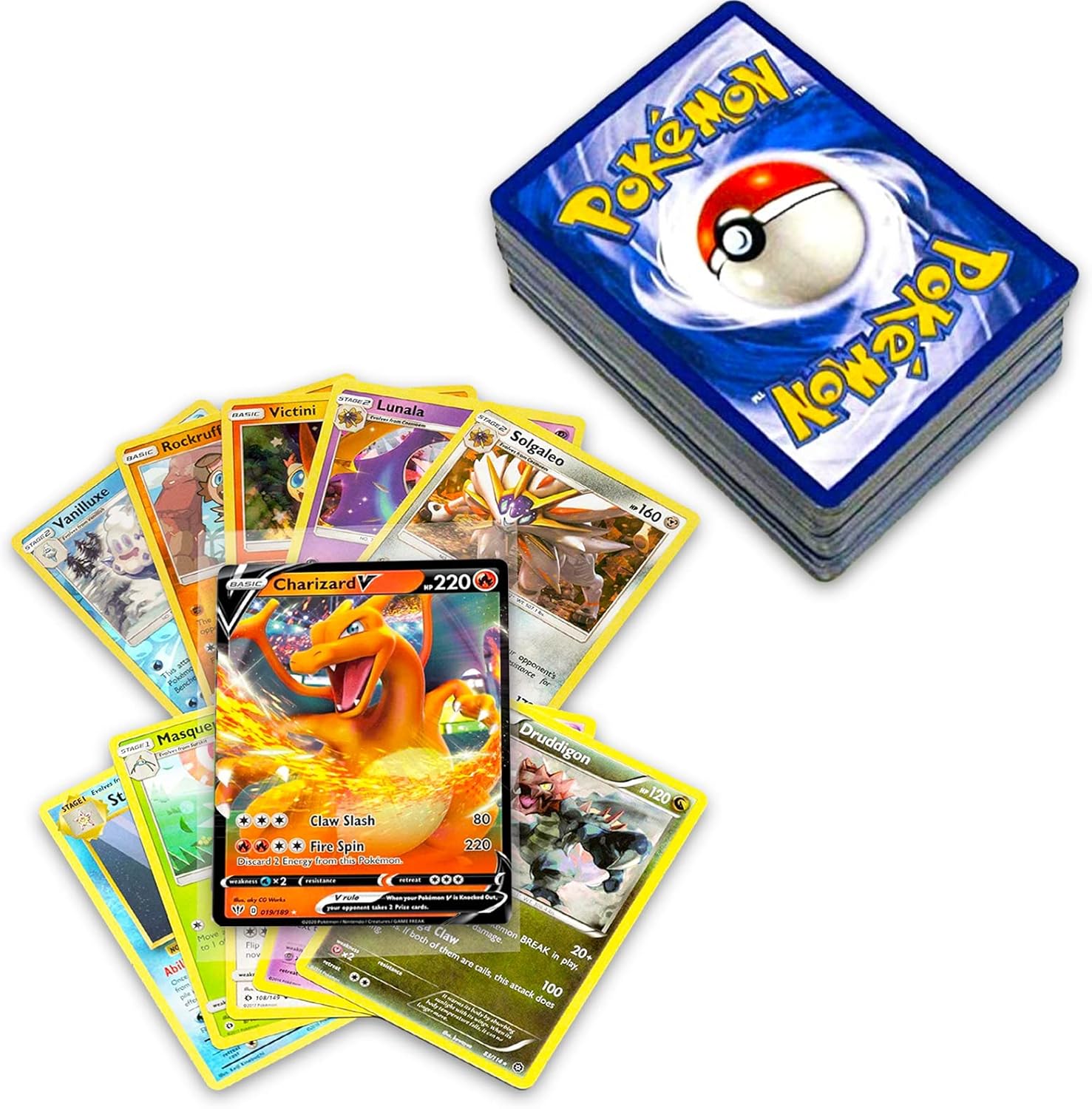 50-Official-Pokemon-Cards-Collection-with-5-Foils-in-Any.jpg 50+ Official Pokemon Cards Collection with 5 Foils in Any Combination and at Least 1 Rarity, GX, EX, FA, Tag Team, Or Secret Rare - Image 1