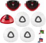 7-Pack Mop Heads Replacements Compatible with O Cedar EasyWring 1 Tank, Includes 4 Microfiber Spin Mops Replace Head, 2 Scrub Brushes, and 1 Base, Reusable and Machine Washable for Cleaning Floors