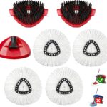 7-Pack Mop Heads Replacements Compatible with O Cedar EasyWring 1 Tank, Includes 4 Microfiber Spin Mops Replace Head, 2 Scrub Brushes, and 1 Base, Reusable and Machine Washable for Cleaning Floors