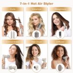 7MAGIC 7-in-1 Hot Air Styler, Hair Styler Dryer Brush with Auto-Wrap Curlers, High-Speed Hair Dryer for Fast Drying, Volumizing & Straightening, Travel Case Included, Champagne Gold - Image 2
