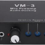 ASHATA Microphone Preamp, Microphone Preamplifier Mic Preamp with Ducking Mic Gain Booster, XLR 6.35mm 3.5mm Input, for Broadcast Conference KTV