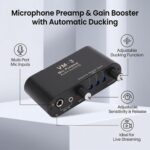 ASHATA Microphone Preamp, Microphone Preamplifier Mic Preamp with Ducking Mic Gain Booster, XLR 6.35mm 3.5mm Input, for Broadcast Conference KTV - Image 2