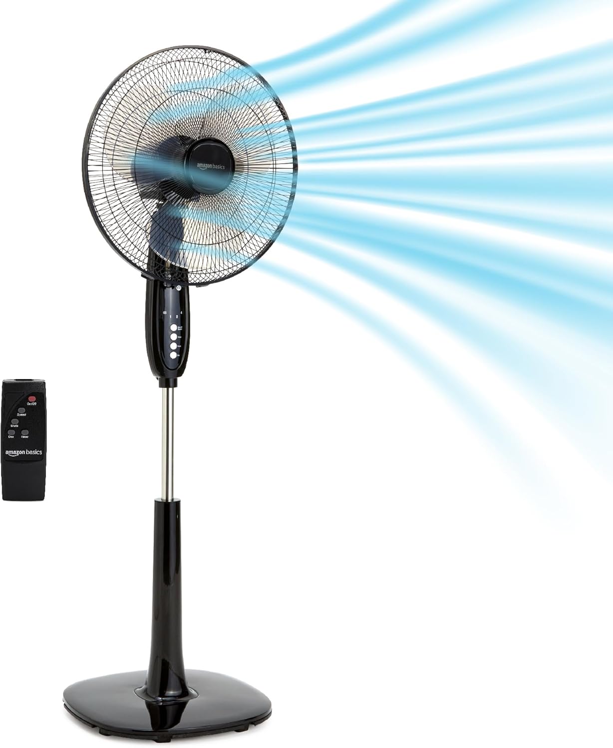 Amazon-Basics-16-Pedestal-Fan-with-Remote-for-Bedroom-Living.jpg Amazon Basics 16" Pedestal Fan with Remote for Bedroom, Living Room, Office, Adjustable Height, Dual-Layered Blades, 3 Speeds, 3 Modes, Timer, Tilt Head, 60W, Black - Image 1