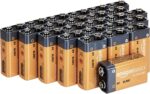 Amazon Basics 192-Count 9V Long-Lasting All-Purpose Alkaline Batteries for Smoke Detector, 5-Year Shelf Life (8 Packs of 24)