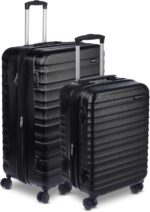 Amazon Basics 2-Piece Hardside Luggage Set (21" Carry-on, 30"), Expandable Suitcases with Spinner Wheels, Scratch-Resistant Surface, Black