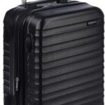 Amazon Basics 21" Hardside Carry-On Luggage with Spinner Wheels, Expandable for Up to 25% More Space, Scratch-Resistant Hard Shell, Telescoping Handle, Black