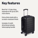 Amazon Basics 21" Hardside Carry-On Luggage with Spinner Wheels, Expandable for Up to 25% More Space, Scratch-Resistant Hard Shell, Telescoping Handle, Black - Image 2