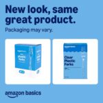Amazon Basics Disposable Clear Plastic Forks, Premium Quality, 100 Count, Large Pack, Packaging May Vary - Image 2