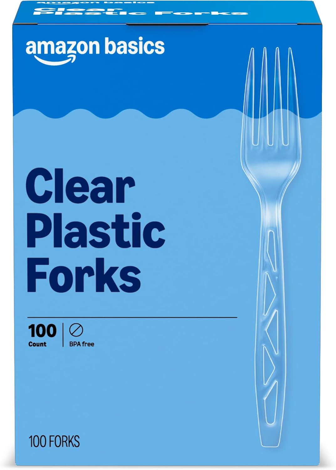 Amazon-Basics-Disposable-Clear-Plastic-Forks-Premium-Quality-100-Count.jpg Amazon Basics Disposable Clear Plastic Forks, Premium Quality, 100 Count, Large Pack, Packaging May Vary - Image 1