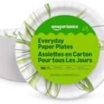 Amazon Basics Everyday Paper Plates, 10 Inch, Disposable, 150 Count, Packaging May Vary