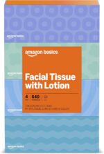 Amazon Basics Facial Tissue, 2-Ply, 640 Count (4 Packs of 160), (Packaging may vary)