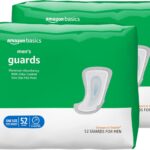Amazon Basics Men's Incontinence Guards, Maximum Absorbency, Moisture-Wicking with Odor Protection, One Size Fits Most, 104 Count (2 Packs of 52)