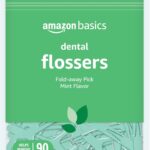 Amazon Basics Mint Dental Flossers, Shred Resistant, Slides Easily Between Teeth, with Fold-Away Pick, 90 Count, 1-Pack (Previously Solimo)