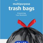 Amazon Basics Multipurpose Drawstring Trash Bags, 30 Gallon Capacity, Tear Resistant, 50 Count (Previously Solimo)