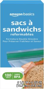 Amazon Basics Reclosable Double Zipper Sandwich Storage Bags for Food Storage, BPA Free, 100 Count - Image 2