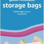Amazon Basics Reclosable Gallon Food Storage Bags with Double Zipper Seal, Stand and Fill Base, BPA Free, 120 Count