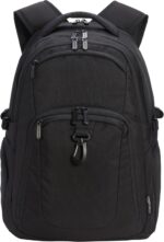 Amazon Basics Travel Laptop Backpack with Multiple Pockets and Compartments for 17 in / 43.1 cm Laptop, Water Resistant, Spacious with Padded Shoulder Straps, Black