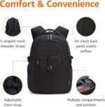 Amazon Basics Travel Laptop Backpack with Multiple Pockets and Compartments for 17 in / 43.1 cm Laptop, Water Resistant, Spacious with Padded Shoulder Straps, Black - Image 2