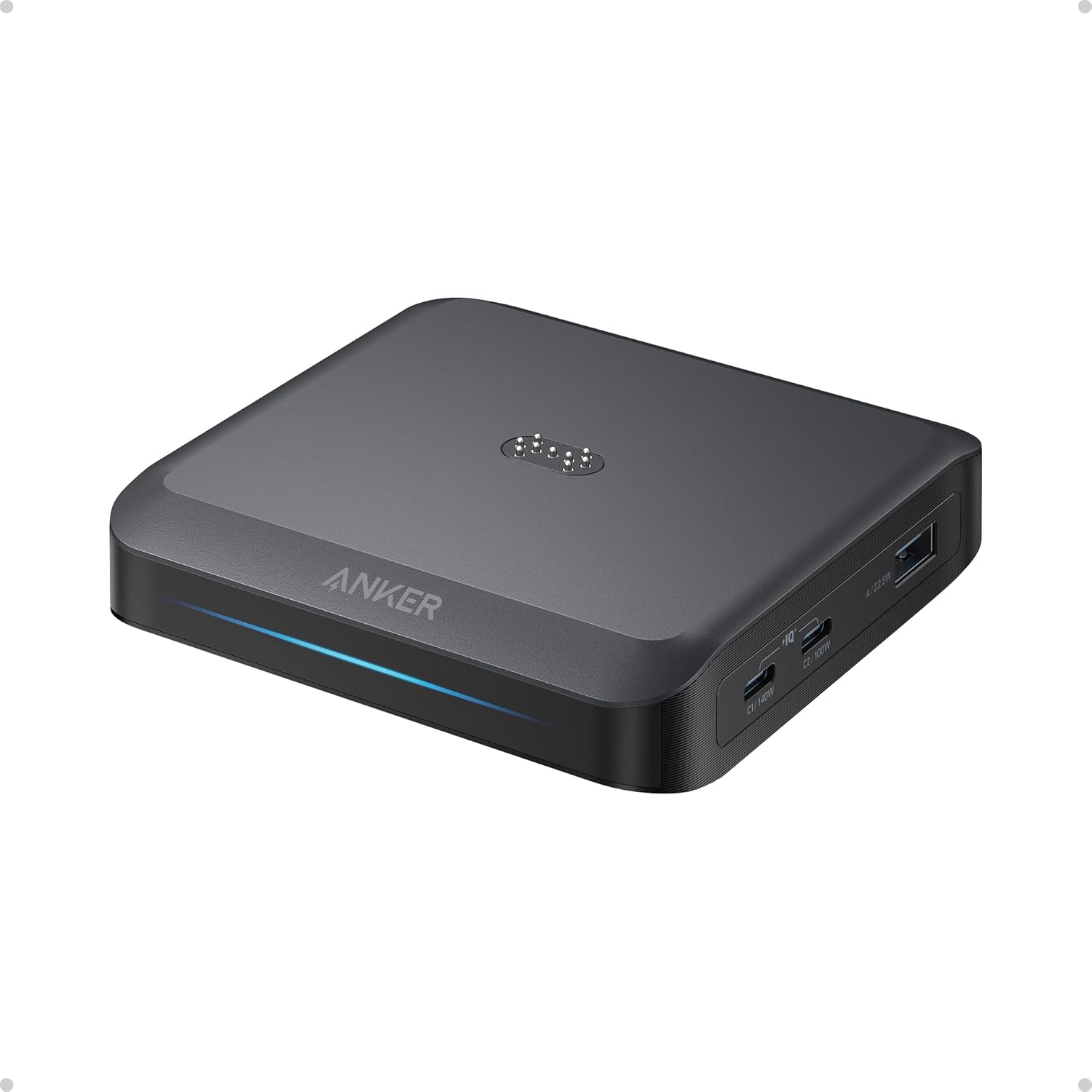 Anker-Charging-Base-150W-Max-Charging-for-4-Devices-Works.jpg Anker Charging Base, 150W Max Charging for 4 Devices, Works with Prime Power Banks with Pogo Pin, for MacBook Pro/Air, Dell, iPhone 17/16 Series, Samsung, and More (Power Bank Not Included) - Image 1