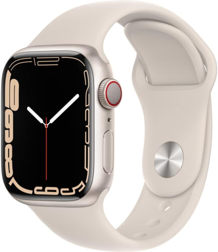 Apple-Watch-Series-7-GPS-Cellular-41mm-Starlight-Aluminum.jpg Apple Watch Series 7 (GPS + Cellular, 41mm) Starlight Aluminum Case with Starlight Sport Band, Regular (Renewed) - Image 1