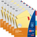 Avery Binder Dividers - 5-Tab Insertable Multicolor Big Tabs for Binders, 6 Sets of Dividers (11109)