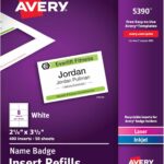 Avery Customizable Name Badge Inserts, 2.25" x 3.5", White, 400 Printable Name Tag Inserts (5390)