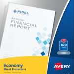 Avery Economy Weight Sheet Protectors, Acid Free, 8.5" x 11", 100 per Pack, 100 Clear Document Protectors Total (75091)
