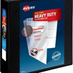 Avery Heavy-Duty View 3 Ring Binder, 3" One Touch Slant Rings, Holds 8.5" x 11" Paper, 1 Black Binder (05600)