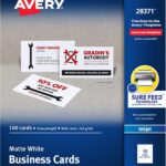 Avery Printable Business Cards with Sure Feed Technology, 2" x 3.5", White, 100 Blank Business Cards, Inkjet Printer Paper (28371)
