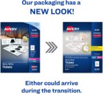 Avery Printable Tickets with Tear-Away Stubs, 1.75" x 5.5", Matte White, 500 Blank Tickets for Laser and Inkjet Printers (16795) - Image 2