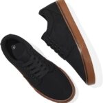 BENPAO Mens White Casual Shoes All Black Fashion Sneakers for Men Low Top Lace Up Canvas Shoes