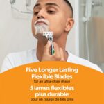 BIC BIC Flex 5 Sensitive Men's Refillable 5-Blade Razorswith 1 Handle and 7 Cartridges, Clinically Proven for Sensitive Skin, College Dorm Room Essential, Shower Caddy and Toiletry Bag Ready - Image 2