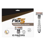 BIC Flex 5 Men’s Disposable 5-Blade Razors, Pivoting Head and Precision Edging Blade, Dorm Room Grooming Essential, 10-Pack