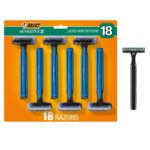 BIC Sensitive 2 Men's Disposable 2-Blade Razors, Sensitive Skin Shave for Dorm and Daily Grooming, 18-Pack