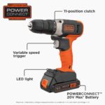 BLACK+DECKER 20V MAX Cordless Drill Kit with ‎Battery, Charger, Includes Double Sided Drill Bit (BCD702C1) - Image 2