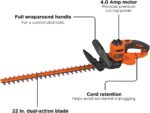 BLACK+DECKER 22" Electric Hedge Trimmer, Lightweight 4.0 Amp Corded Dual Action Shrub Trimmer, Full Wraparound Handle, High Output Low Vibration (BEHT350FF) - Image 2