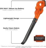 BLACK+DECKER Cordless Leaf Blower with Battery and Charger 20V MAX, Electric Leaf Blower 130 mph Air Speed, Lightweight Design (LSW221) - Image 2