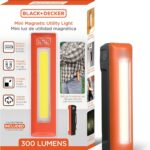 BLACK+DECKER LED Work Light, 300 Lumens AA Battery-Powered Utility Light, 3 Brightness Levels & SOS Mode, 2 Magnet Mounts, Pocket Clip, Compact Lightweight & Portable, Weather Resistant, 10 Hour Power