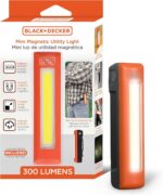 BLACK+DECKER LED Work Light, 300 Lumens AA Battery-Powered Utility Light, 3 Brightness Levels & SOS Mode, 2 Magnet Mounts, Pocket Clip, Compact Lightweight & Portable, Weather Resistant, 10 Hour Power
