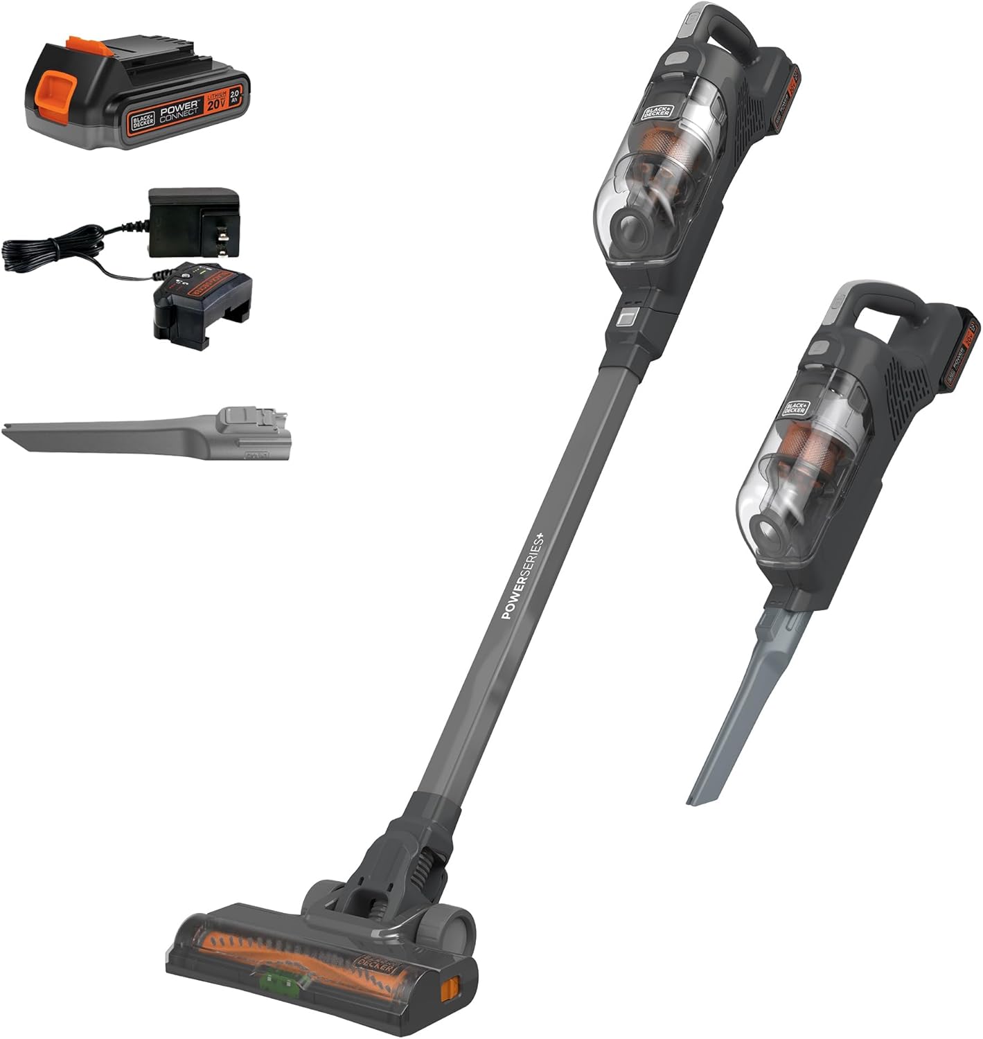 BLACKDECKER-POWERSERIES-20V-MAX-Cordless-Stick-Vacuum-Cleaner-Household-Vacuum.jpg BLACK+DECKER POWERSERIES 20V MAX Cordless Stick Vacuum Cleaner, Household Vacuum Cleaners for Hardwood Floors and Carpet, LED Lights, Detachable, Anti-Tangle, Lightweight, Bagless (BHFEA18D1) - Image 1