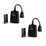 BLACK+DECKER Wireless Outdoor Outlet, 2-Pack of Remote Controls and Grounded Outlets, Weather-Resistant Remote Light Switches