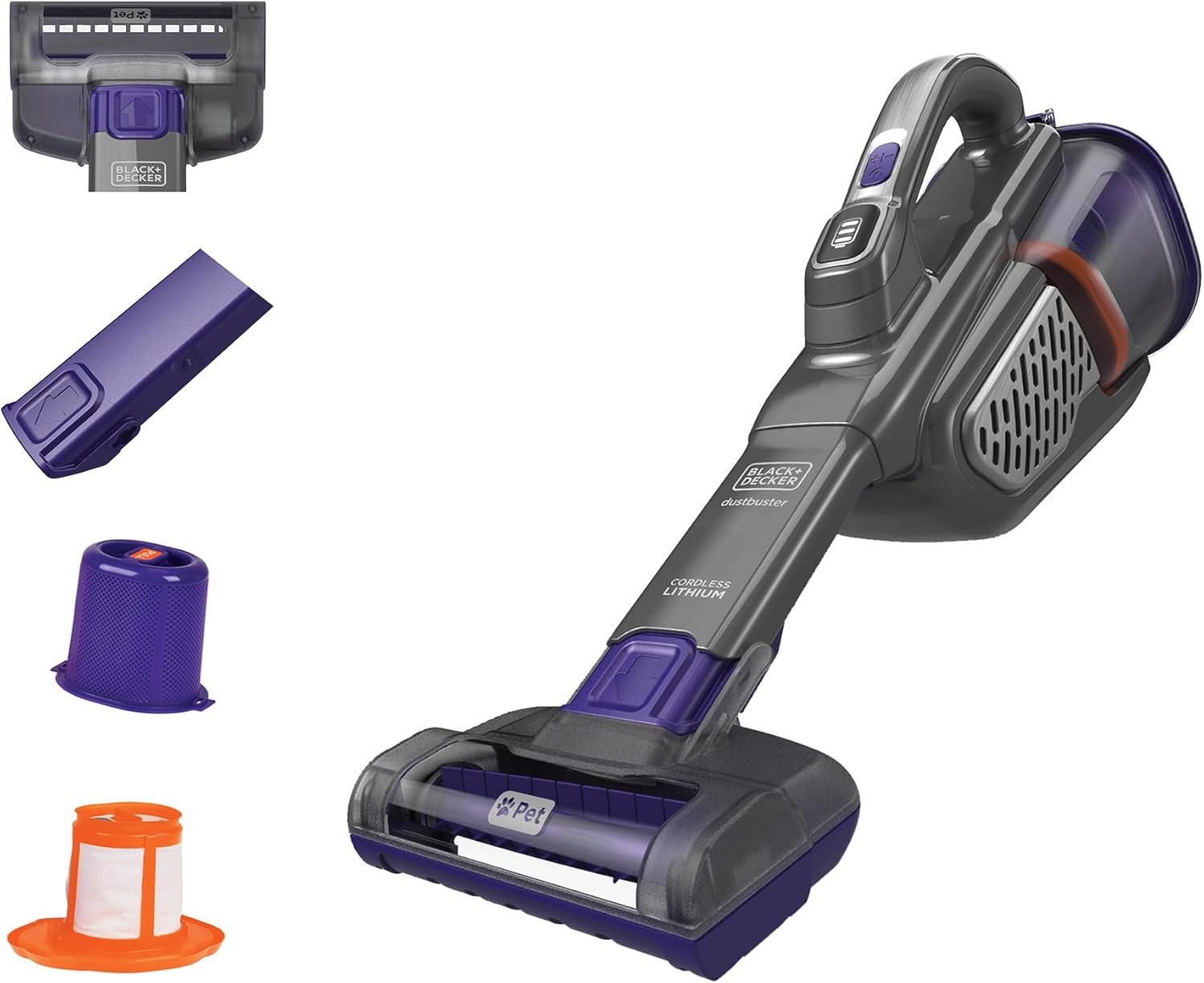 BLACKDECKER-dustbuster-furbuster-Pet-Hair-Vacuum-with-Motorized-Pet-Hair.jpg BLACK+DECKER dustbuster furbuster Pet Hair Vacuum with Motorized Pet Hair Brush, Handheld Vacuum Cordless for Home and Car, Rechargeable, Portable, Powerful Suction, AdvancedClean (HHVK515JP07) - Image 1