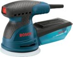 BOSCH ROS20VSC Palm Sander with Vacuum Dust Collector, 2.5 Amp 5 Inch Corded Variable Speed Random Orbital Sander, Polisher Kit with Soft Carrying Bag