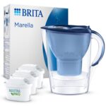 BRITA Marella Blue Water Filter Jug (2.4L) incl. 3 x Brita MAXTRA PRO All-in-1 Filters That Reduces Chlorine, Limescale and PFAS - Elegance and Functionality