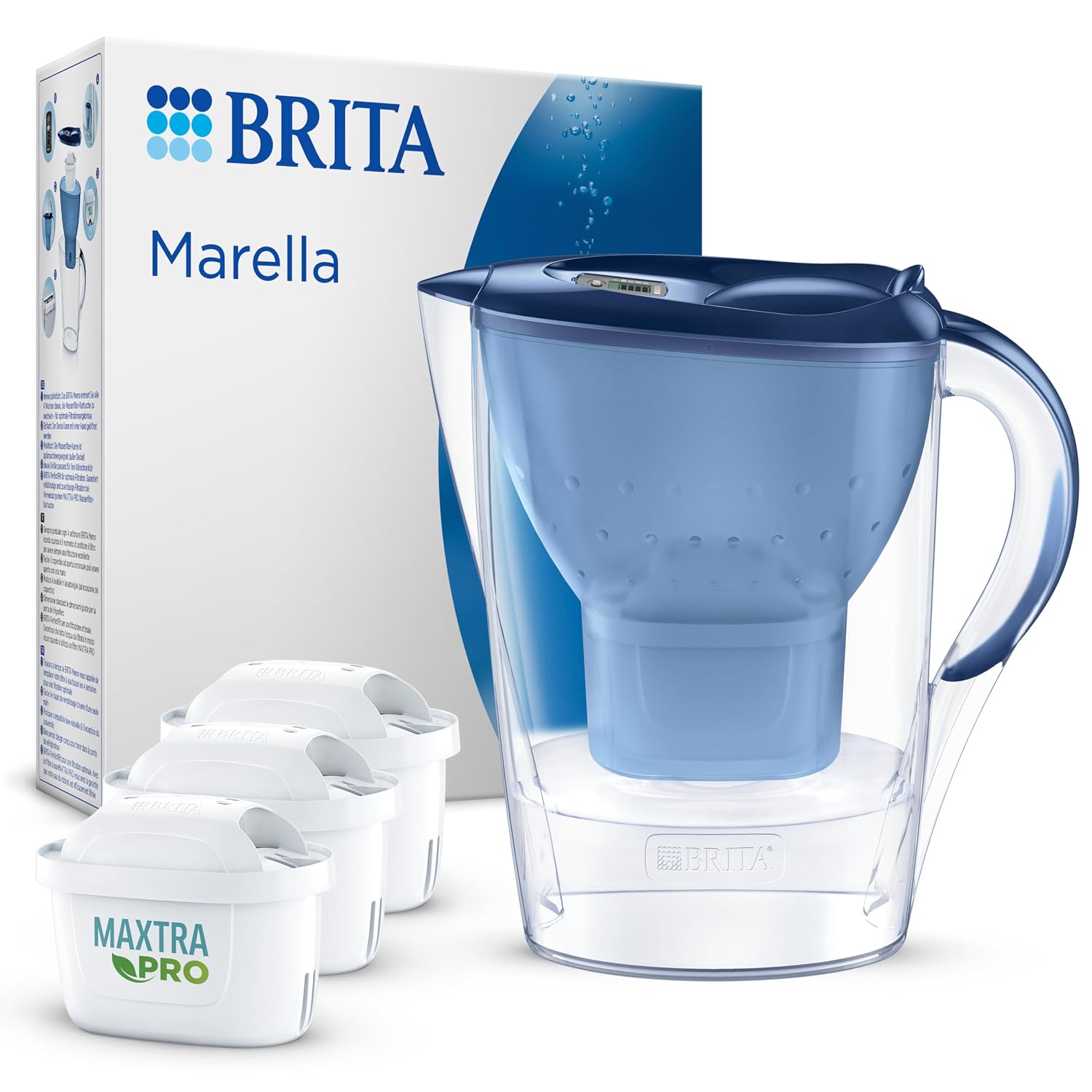 BRITA-Marella-Blue-Water-Filter-Jug-24L-incl-3-x.jpg BRITA Marella Blue Water Filter Jug (2.4L) incl. 3 x Brita MAXTRA PRO All-in-1 Filters That Reduces Chlorine, Limescale and PFAS - Elegance and Functionality - Image 1