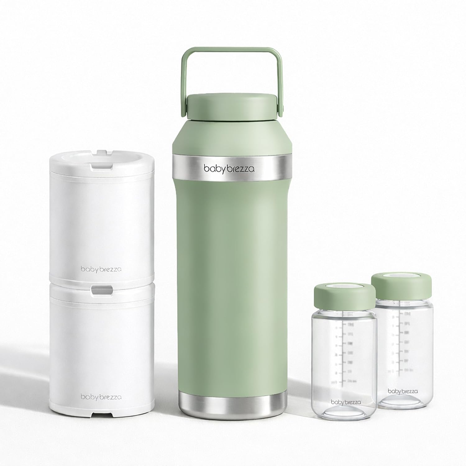 Baby-Brezza-All-Day-Portable-Breastmilk-Cooler-Large-20z-Capacity.jpg Baby Brezza All Day Portable Breastmilk Cooler, Large 20z Capacity, Insulated Travel Bottle Includes 2 Ice Packs + 2 Bottles, Sage Green - Image 1