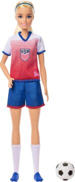 Barbie Careers USSF Soccer Fashion Doll Dressed in Removable Sport-Themed Outfit & Shoes with Accessories