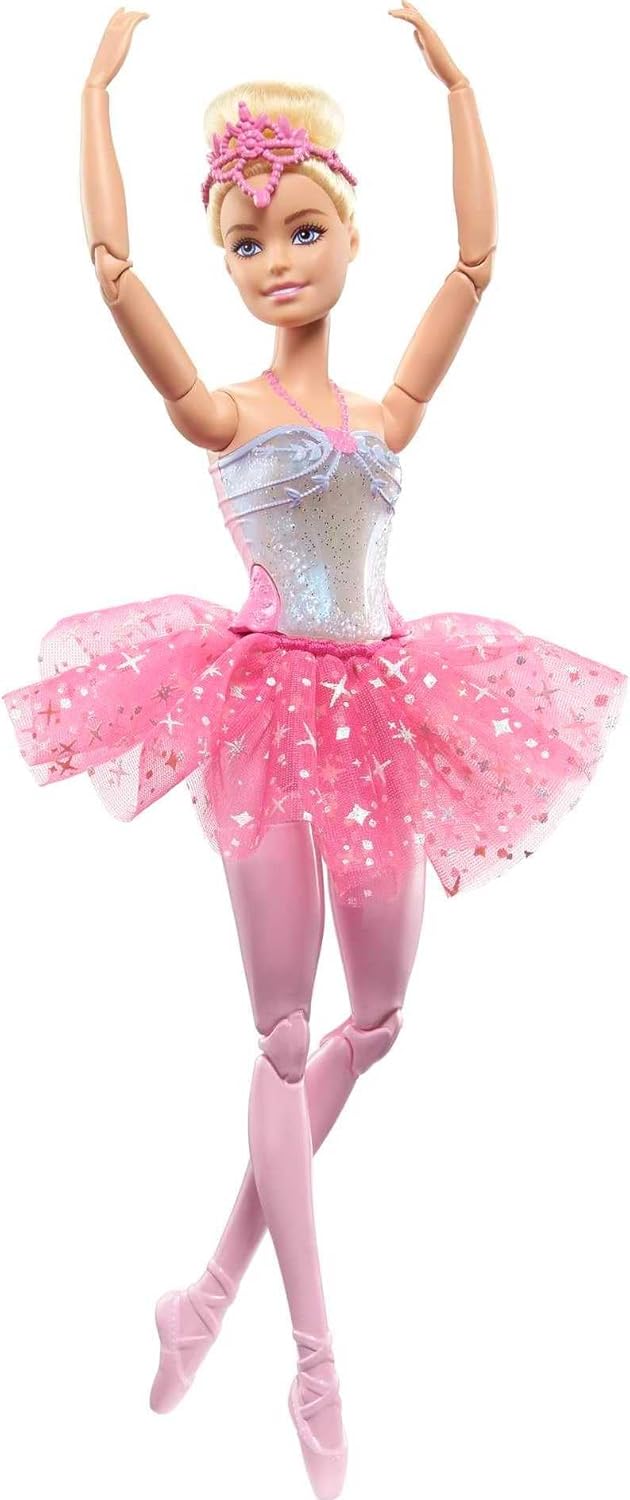 Barbie-Dreamtopia-Twinkle-Lights-Ballerina-Doll-with-Blonde-Hair.jpg Barbie Dreamtopia Twinkle Lights Ballerina Doll with Blonde Hair & Light-Up Feature Wearing Royal Headband & Pink Tutu - Image 1