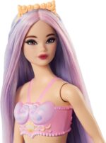 Barbie Mermaid Doll with Pink & Lilac Fantasy Hair & Headband Accessory, Toy with Shell-Inspired Bodice & Lavender Tail - Image 2
